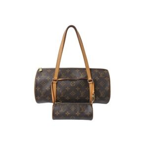 Louis Vuitton Papillon handbag pouch cylindrical Monogram canvas brown
